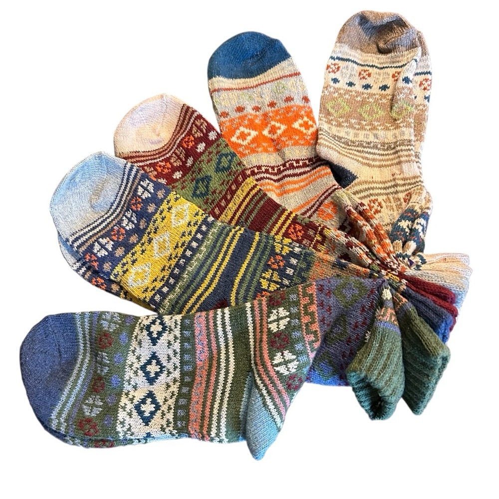 Boho Multicolor Patterned Socks Set Os - image 1